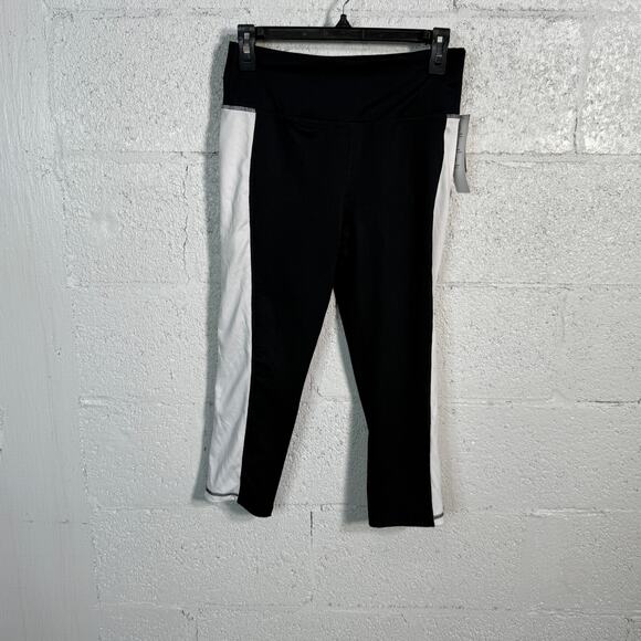 Ideology Colorblocked Cropped Leggings, black/white Small - Picture 1 of 4